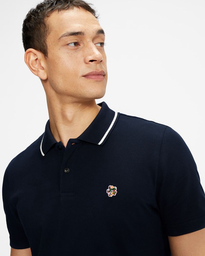 Ted Baker Camdn Sleeve Polo Blast Herr Marinblå | UMF-395746