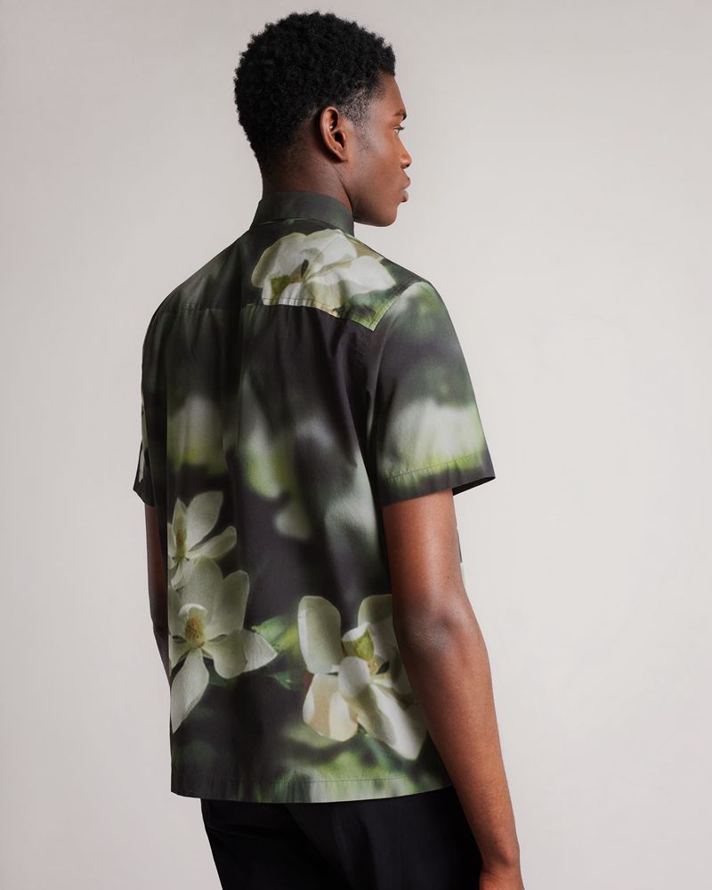 Ted Baker Campbl Sleeve Photographic Floral Print Skjorta Herr Svarta | PDZ-980254