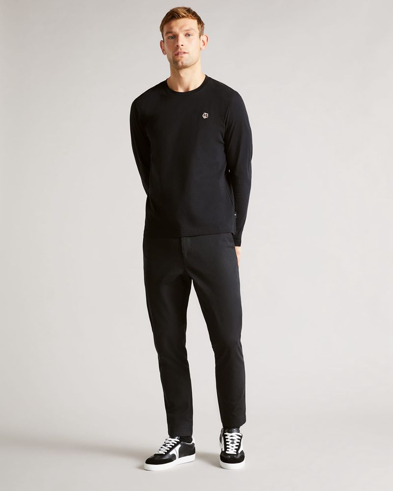 Ted Baker Canada Long Sleeve T Blast Herr Svarta | TUM-604597