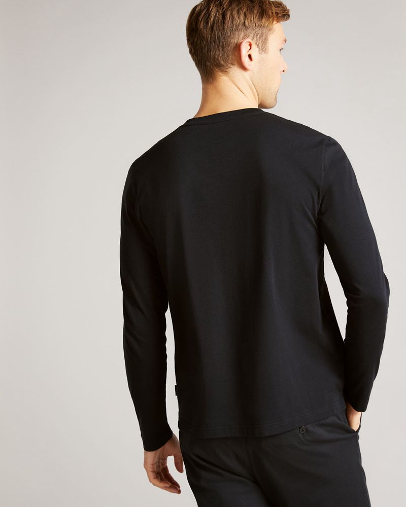 Ted Baker Canada Long Sleeve T Blast Herr Svarta | TUM-604597