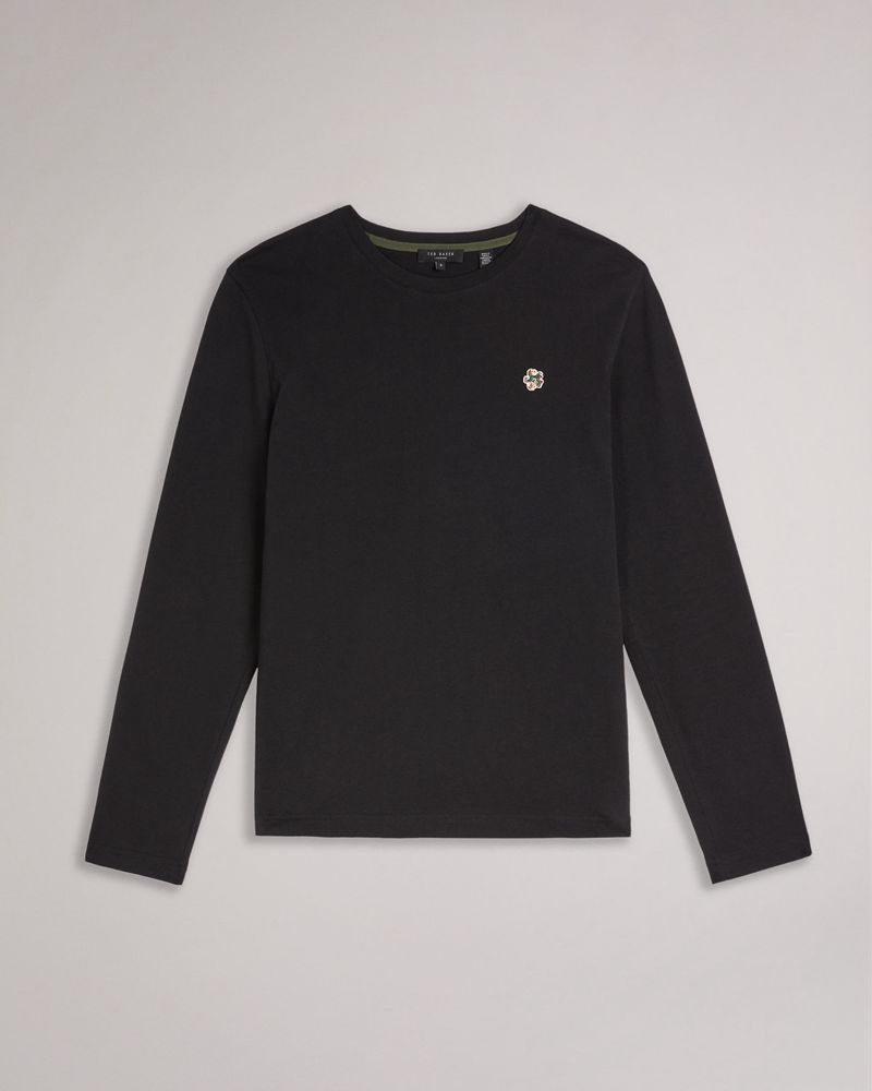 Ted Baker Canada Long Sleeve T Blast Herr Svarta | TUM-604597