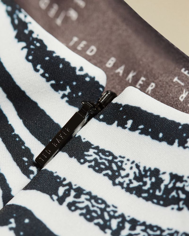 Ted Baker Canddra Zebra Printed Contrast Kjolar Dam Vita | ZUD-841270