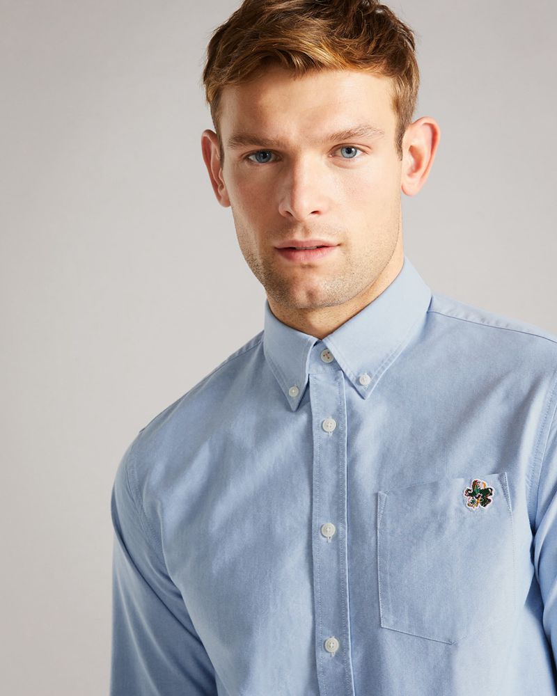 Ted Baker Caplet Long Sleeve Oxford Skjorta Herr Blå | LJB-897216
