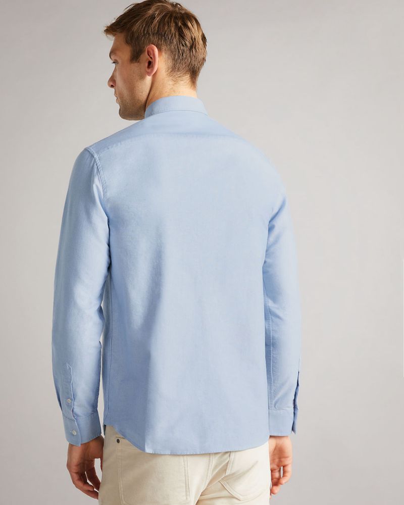 Ted Baker Caplet Long Sleeve Oxford Skjorta Herr Blå | LJB-897216
