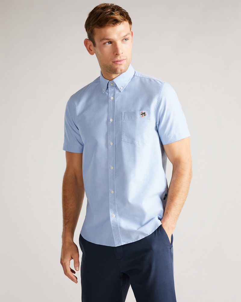 Ted Baker Capsho Sleeve Oxford Skjorta Herr Blå | RWA-132840