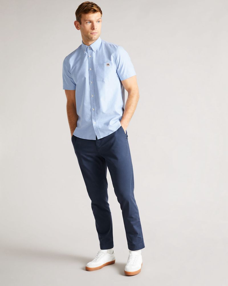 Ted Baker Capsho Sleeve Oxford Skjorta Herr Blå | RWA-132840