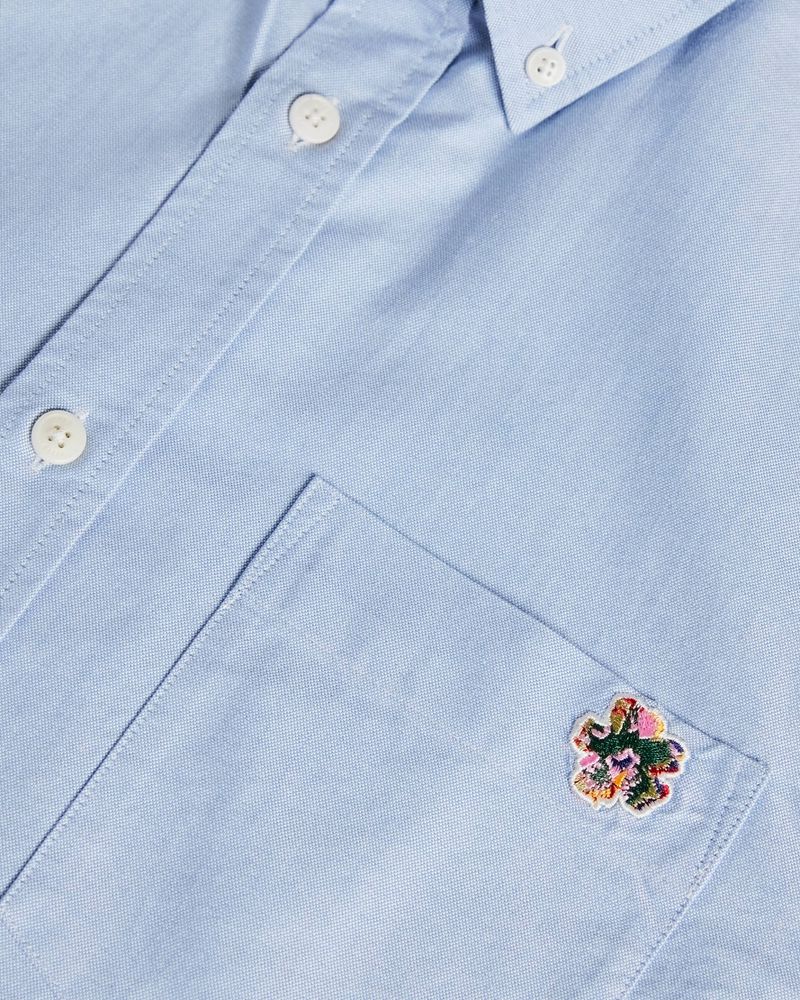 Ted Baker Capsho Sleeve Oxford Skjorta Herr Blå | RWA-132840