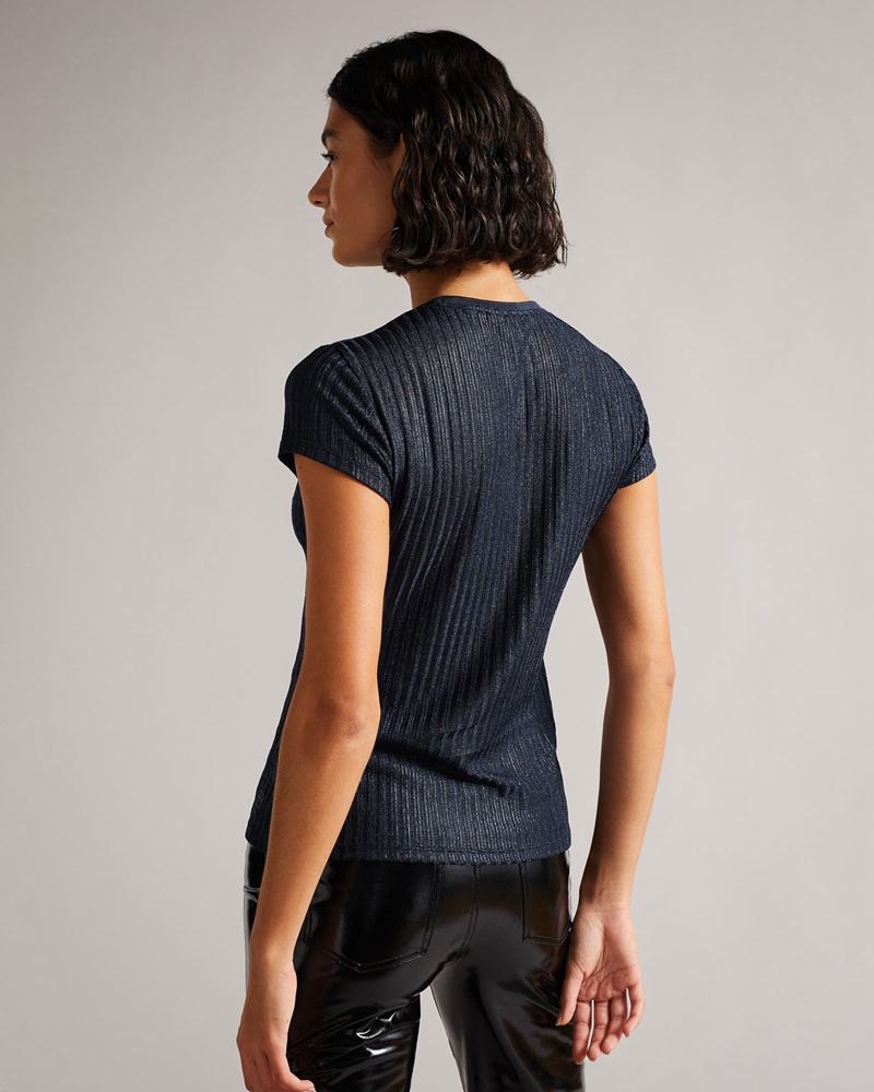 Ted Baker Catrino Metallic Fitted T Blast Dam Blå | IEL-821934