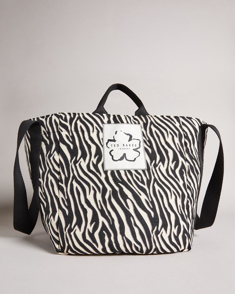 Ted Baker Cayzeba Zebra Detail Large Nylon Tote Väska Dam Vita | RJY-429861