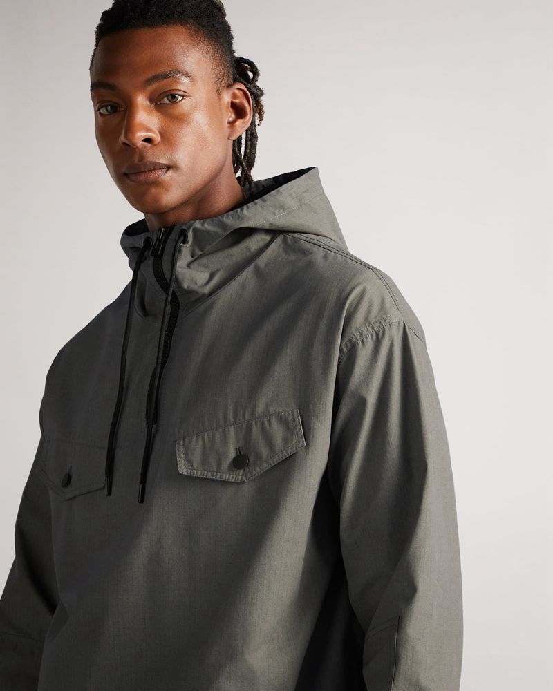 Ted Baker Chesnel Overhead Hooded Anorak Rockar Herr Gray | EAV-215386
