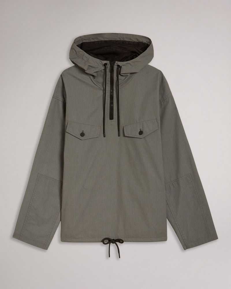 Ted Baker Chesnel Overhead Hooded Anorak Rockar Herr Gray | EAV-215386