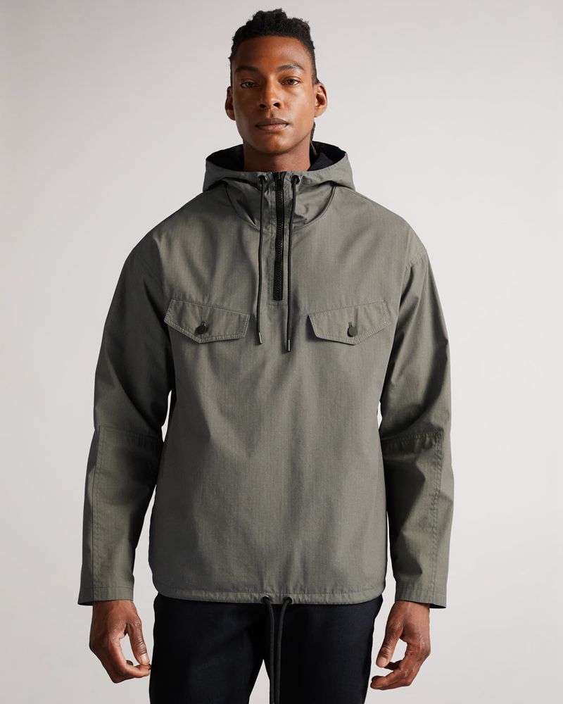 Ted Baker Chesnel Overhead Hooded Anorak Rockar Herr Gray | EAV-215386
