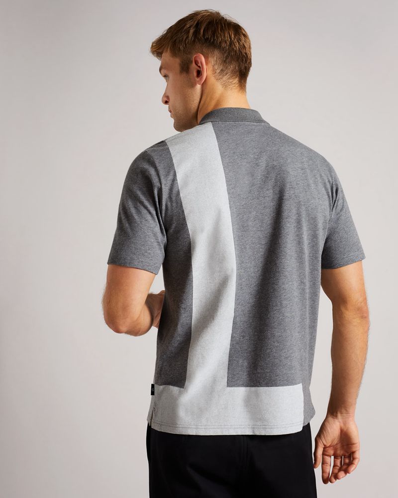 Ted Baker Chiping Ss T Print Polo Blast Herr Gray | IHD-459263