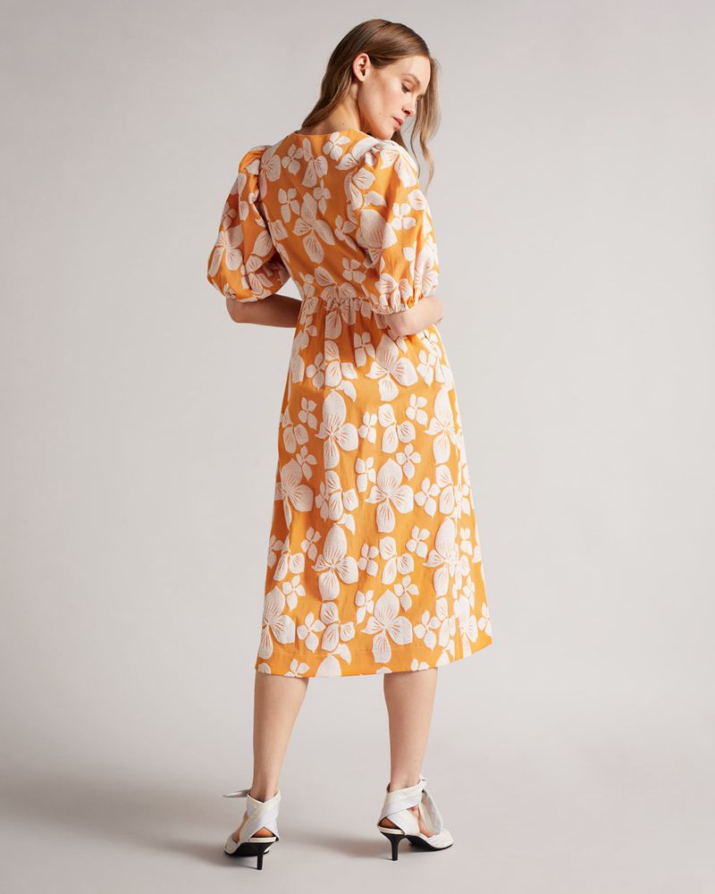 Ted Baker Cinthy Button Front Jacquard Klänning Dam Orange | SPV-704396