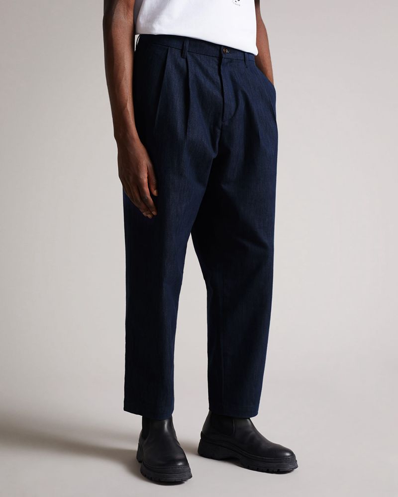 Ted Baker Cleigh Darnley Fit Denim Look Trs Byxor Herr Marinblå | FPX-490273