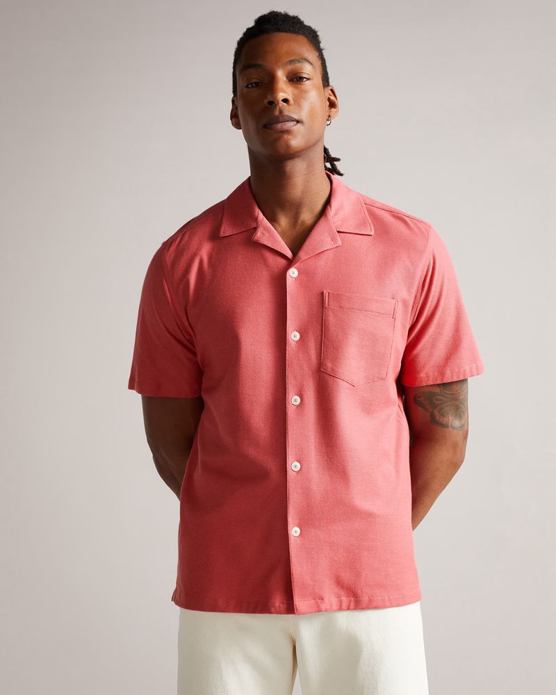 Ted Baker Cley Sleeve Jersey Pique Skjorta Herr Rosa | SLK-981746
