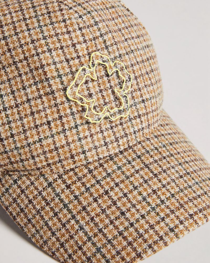 Ted Baker Conor Check Baseball Cap Hatt Herr Bruna | DEK-825613