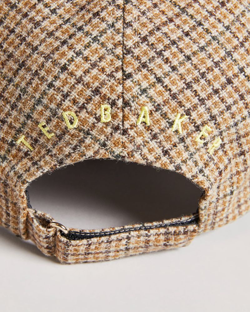 Ted Baker Conor Check Baseball Cap Hatt Herr Bruna | DEK-825613
