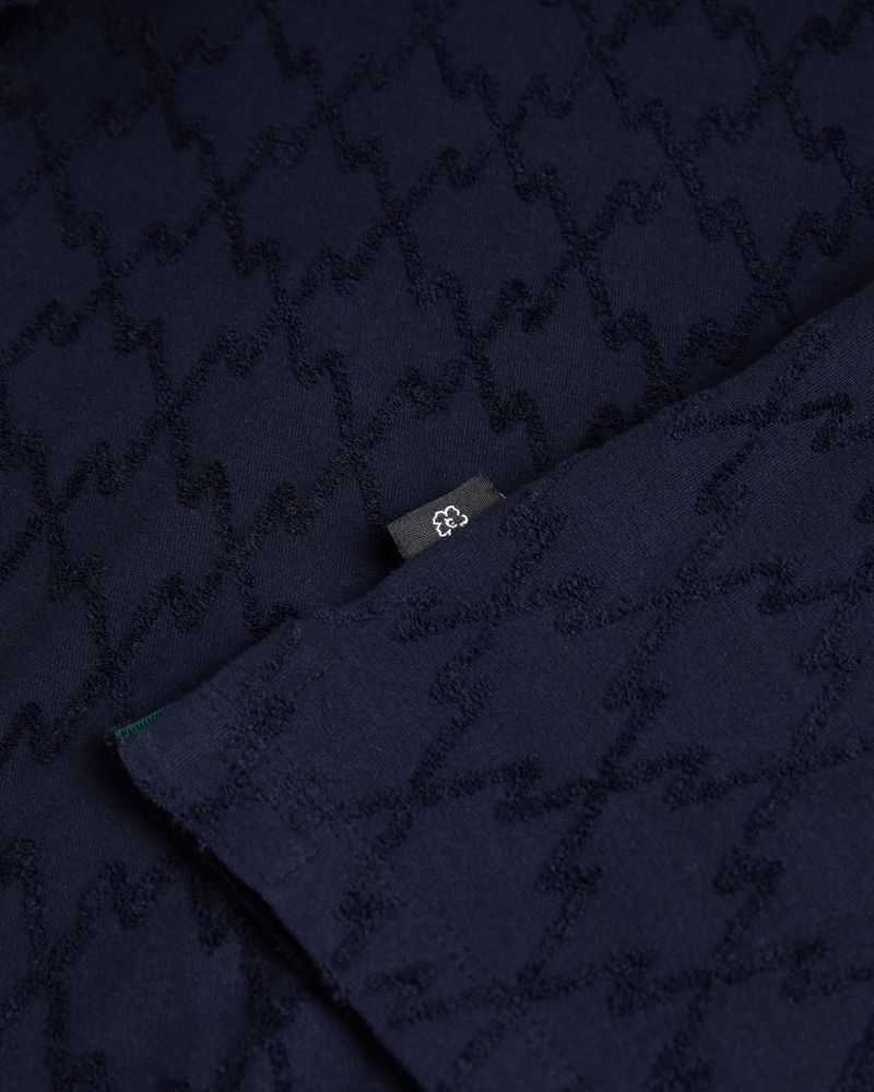 Ted Baker Coram Sleeve Zip Jacquard Polo Blast Herr Marinblå | QLG-231475