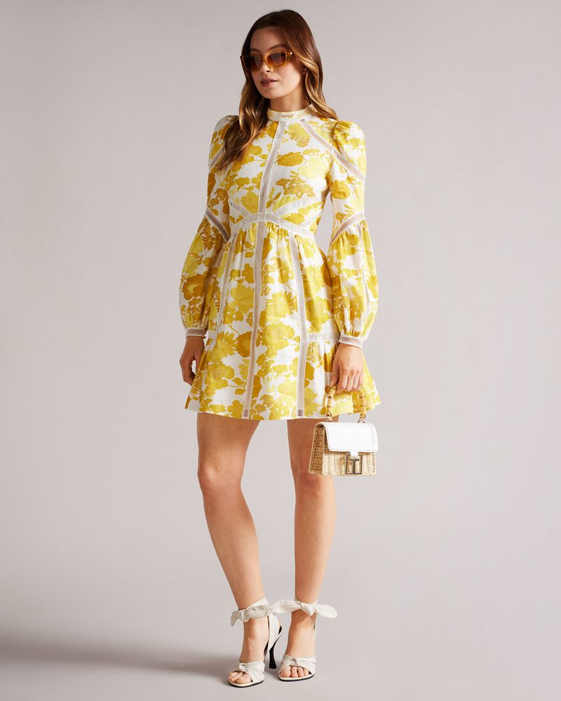 Ted Baker Cornila Linen Mini Klänning Dam Gula | GTP-273681