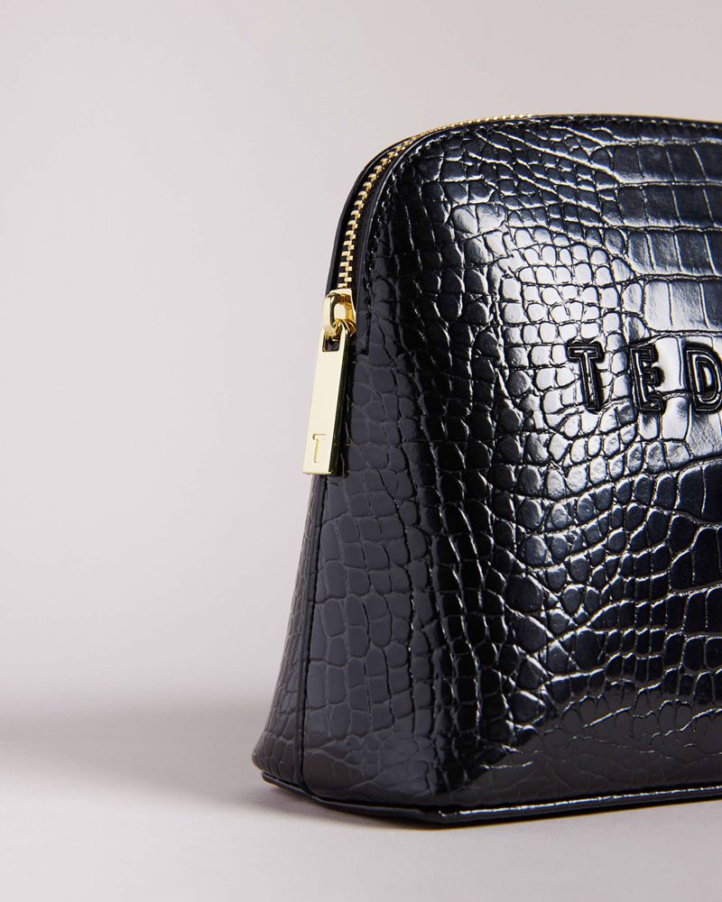 Ted Baker Crocala Croc Detail Debossed Sminkväska Dam Svarta | TJI-482735