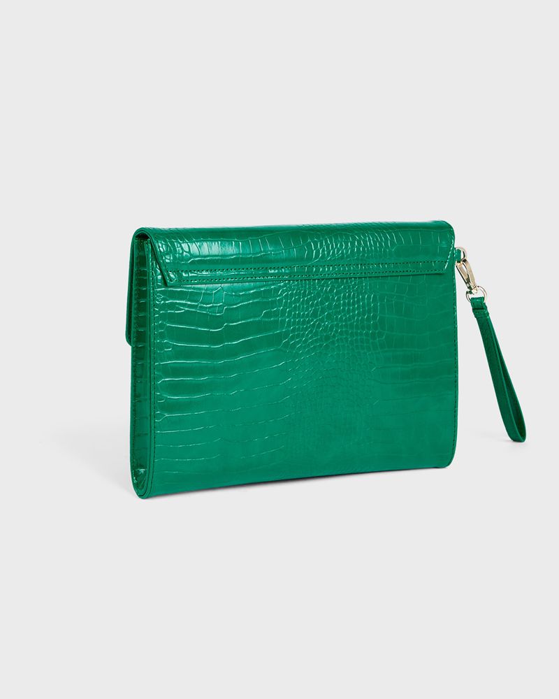 Ted Baker Crocey Croc Detail Debossed Envelope Pouch Clutch Väska Dam Gröna | GPD-196240