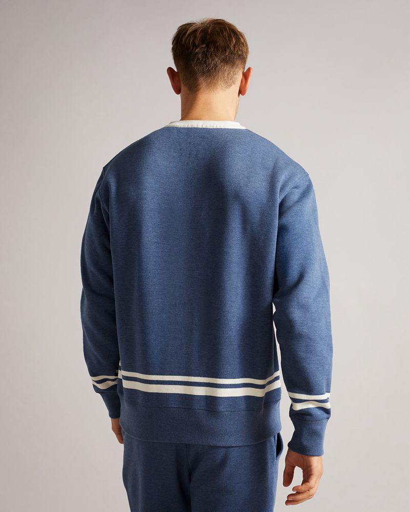 Ted Baker Cultra Ls Henley Blast Herr Blå | QLG-286957