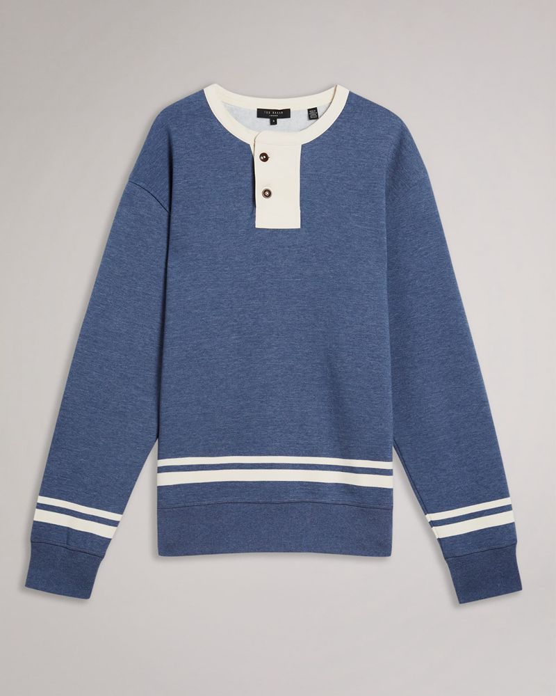 Ted Baker Cultra Ls Henley Blast Herr Blå | QLG-286957