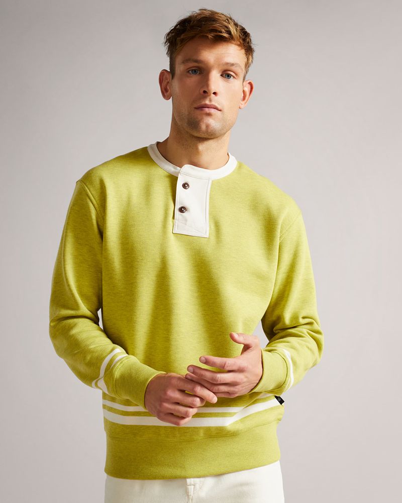 Ted Baker Cultra Ls Henley Blast Herr Gula Gröna | JFE-631029