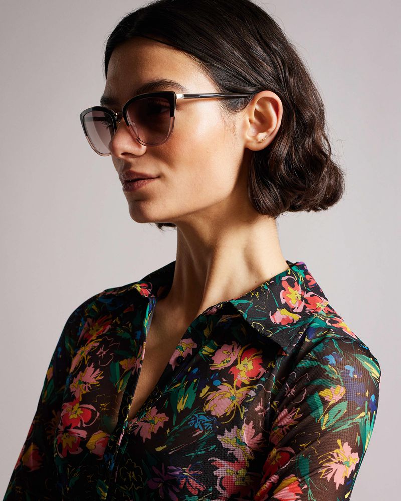 Ted Baker Cynth Tws161 Combination Cat Eye Solglasögon Dam Bruna | BZT-902485