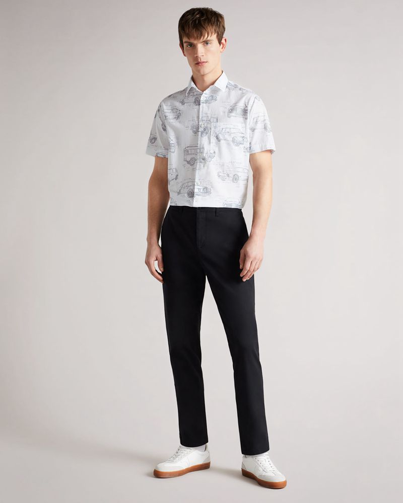 Ted Baker Dafford Sleeve Printed Skjorta Herr Vita | UMG-752946