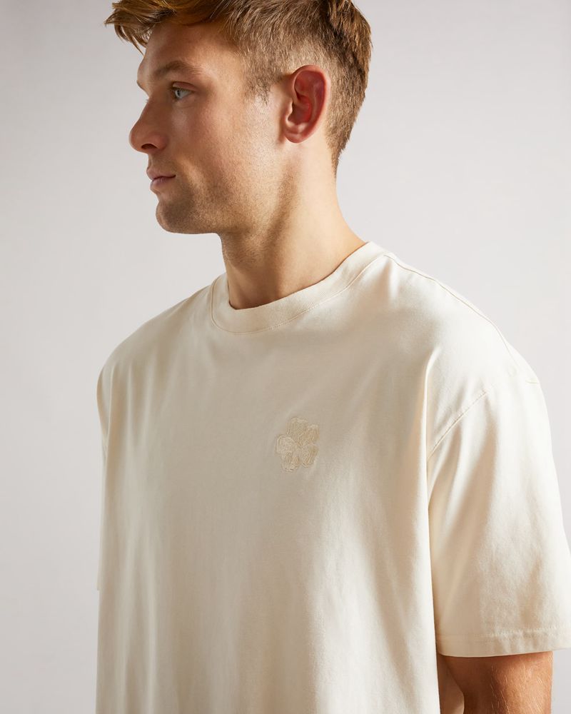 Ted Baker Dalas Sleeve Heavy Weight Relaxed Fit T Blast Herr Natural | AQL-072985