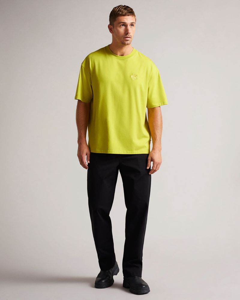 Ted Baker Dalas Sleeve Heavy Weight Relaxed Fit T Blast Herr Gula Gröna | HWO-891407