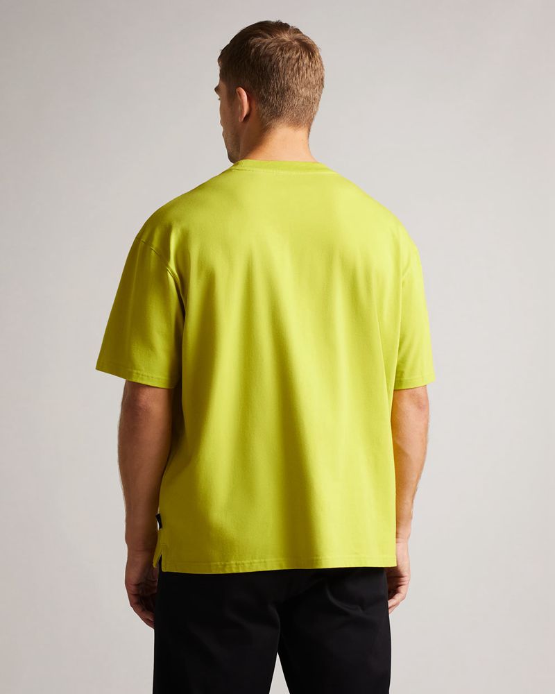 Ted Baker Dalas Sleeve Heavy Weight Relaxed Fit T Blast Herr Gula Gröna | HWO-891407