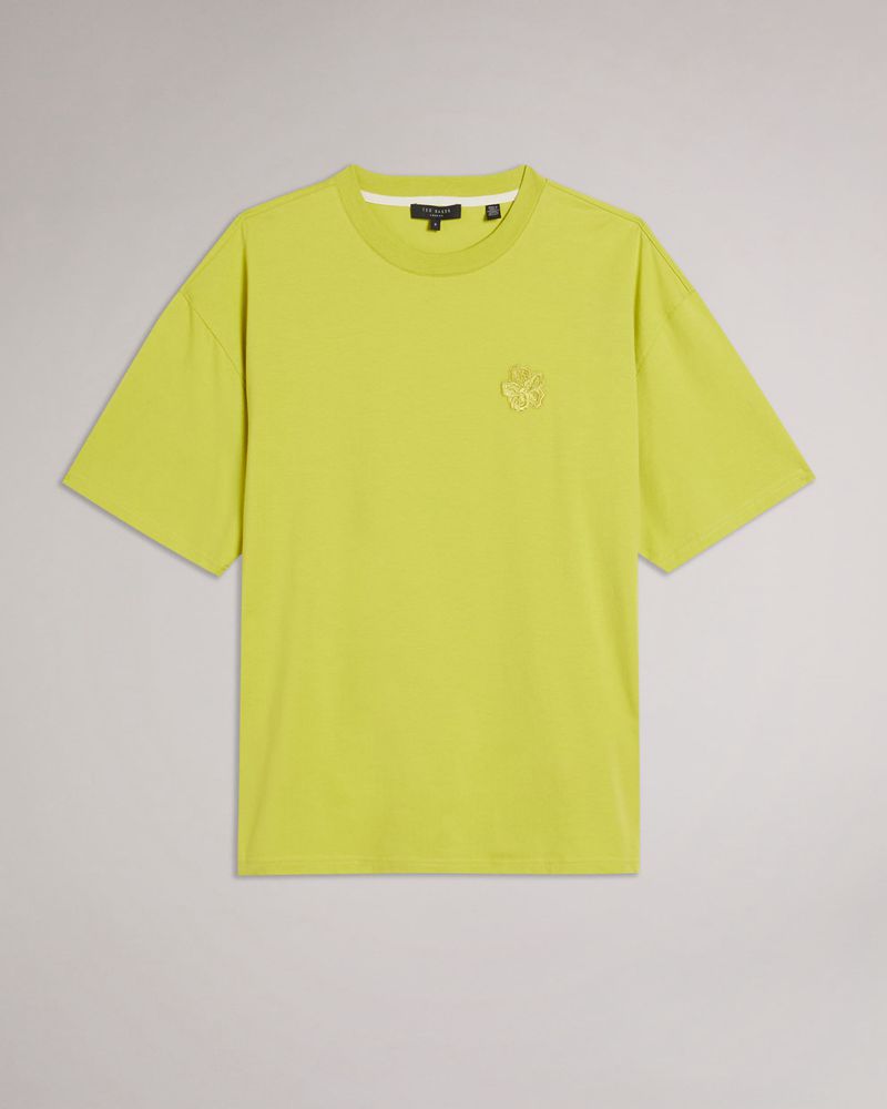 Ted Baker Dalas Sleeve Heavy Weight Relaxed Fit T Blast Herr Gula Gröna | HWO-891407