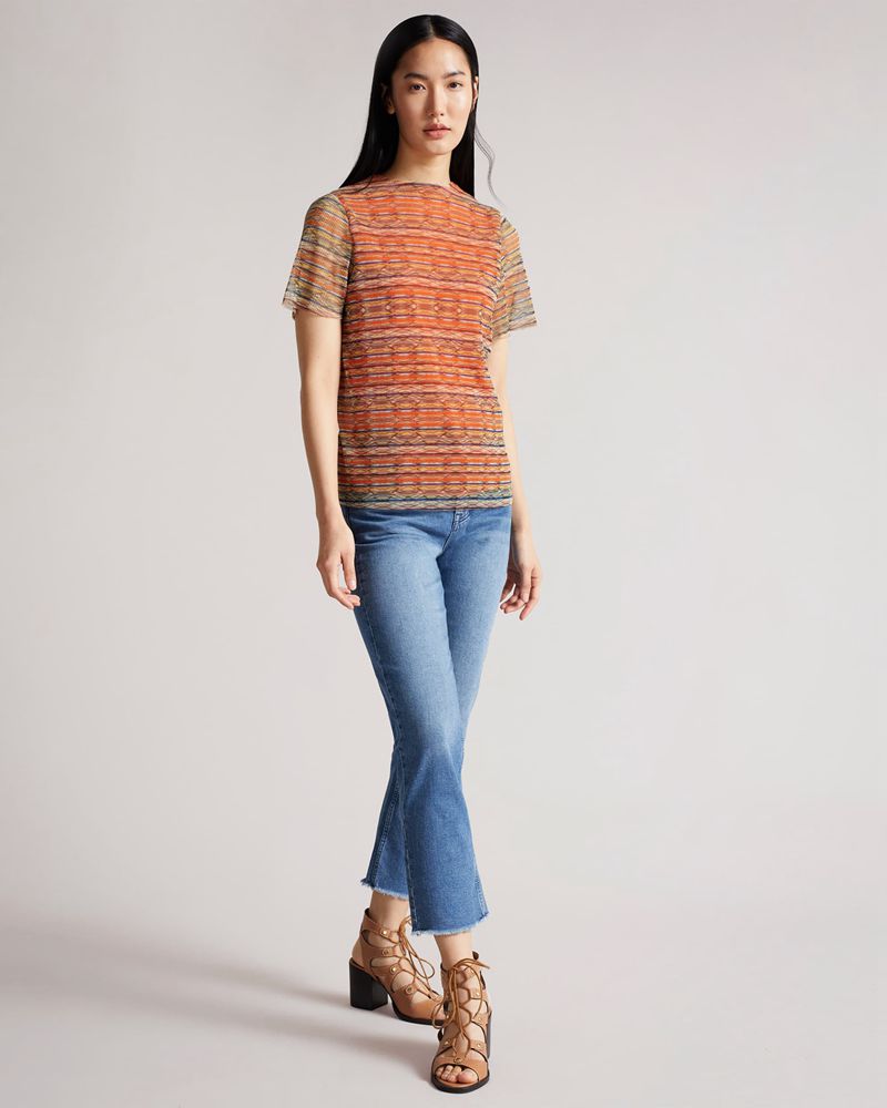 Ted Baker Damla Pleated Tee Blast Dam Orange | OXY-875064