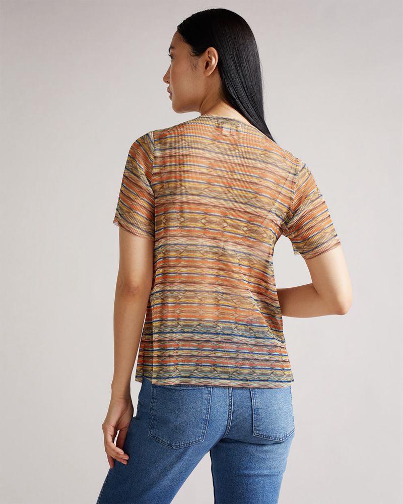 Ted Baker Damla Pleated Tee Blast Dam Orange | OXY-875064