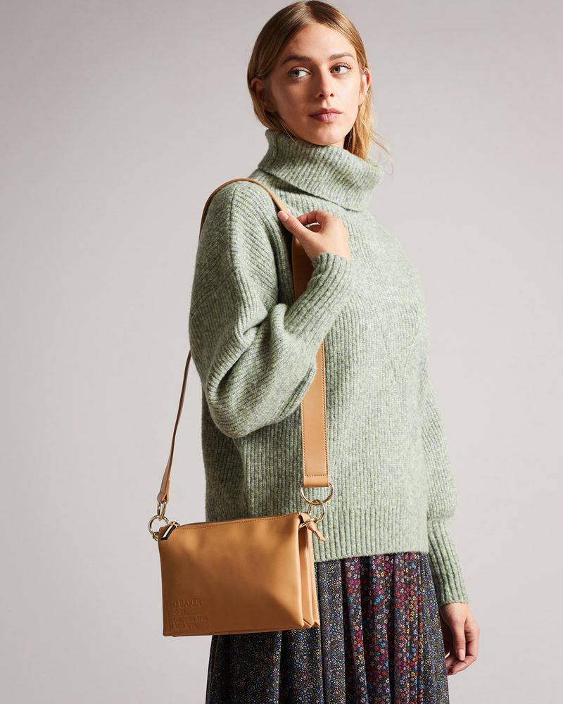 Ted Baker Darceyy Branded Webbing Cross Body Crossbody Väska Dam Camel | ECK-586134