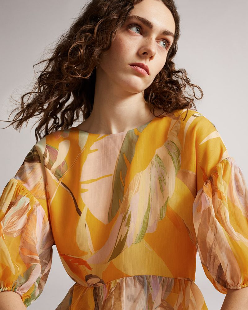 Ted Baker Darcila Exaggerated Puff Sleeve Blast Dam Orange | PKB-874021