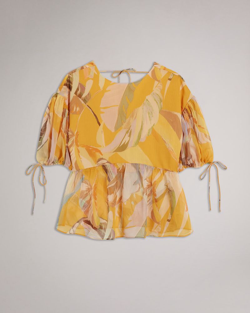 Ted Baker Darcila Exaggerated Puff Sleeve Blast Dam Orange | PKB-874021