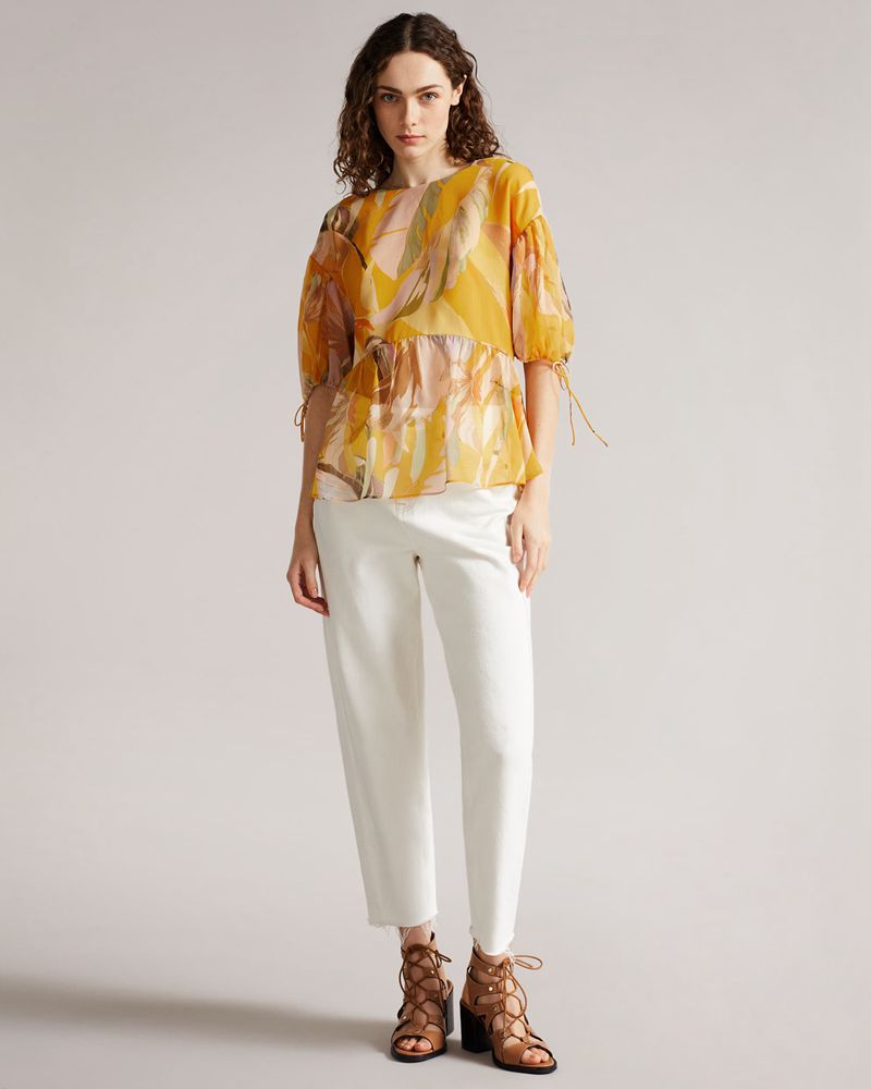 Ted Baker Darcila Exaggerated Puff Sleeve Blast Dam Orange | PKB-874021
