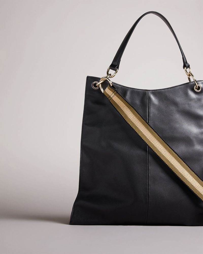 Ted Baker Darcita Branded Webbing Large Hobo Axelväska Dam Svarta | ZAH-471628
