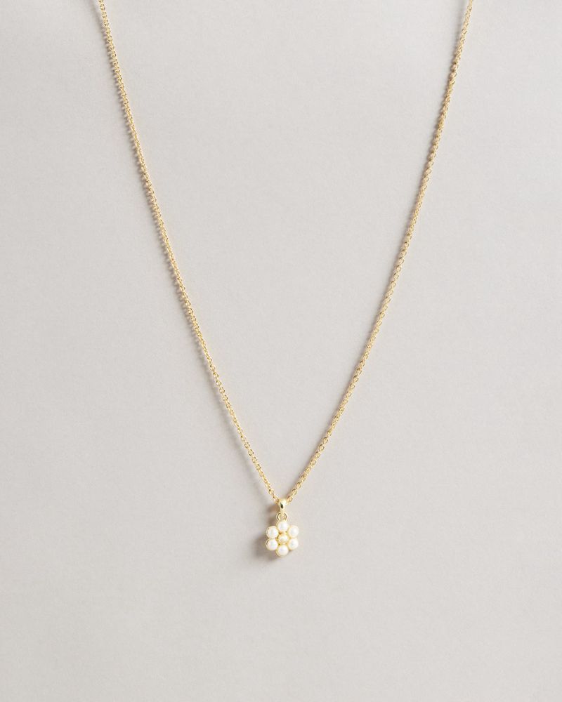 Ted Baker Darlai Daisy Pearl Pendant Smycken Dam Guld | CAO-395681