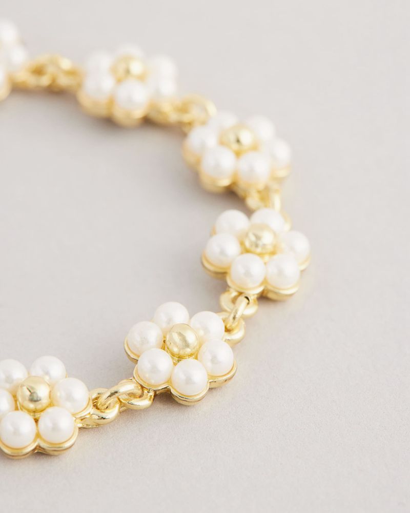 Ted Baker Darsia Daisy Pearl Bracelet Smycken Dam Guld | QSE-034968