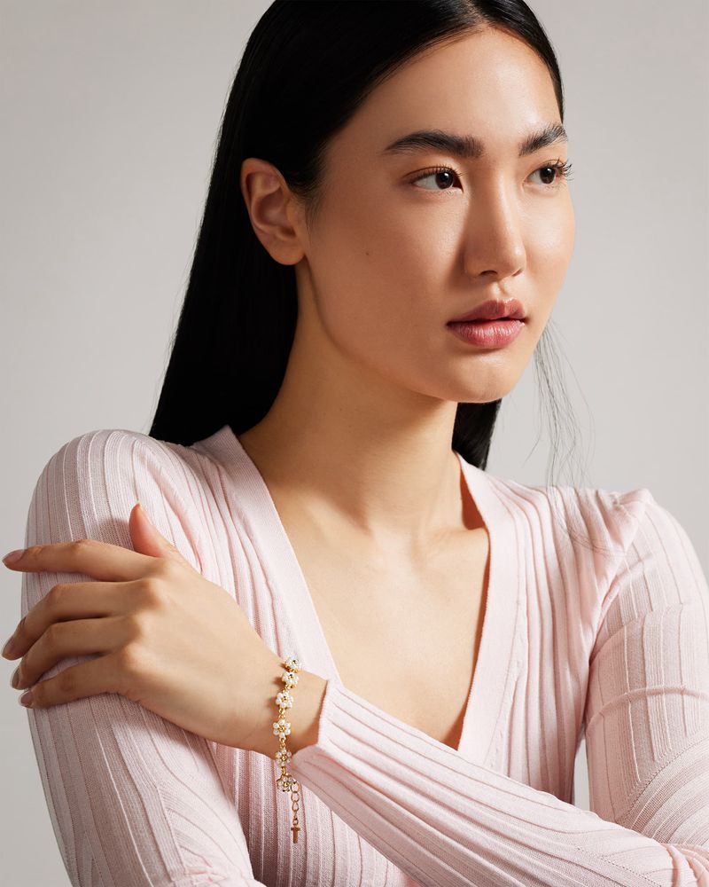 Ted Baker Darsia Daisy Pearl Bracelet Smycken Dam Guld | QSE-034968