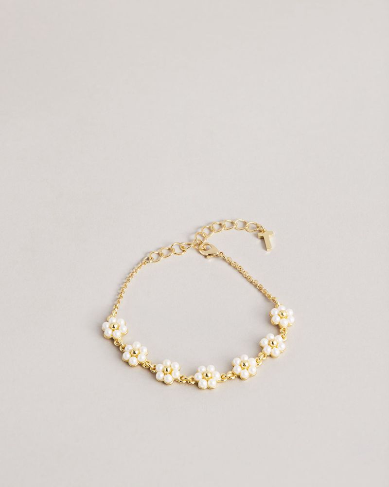 Ted Baker Darsia Daisy Pearl Bracelet Smycken Dam Guld | QSE-034968