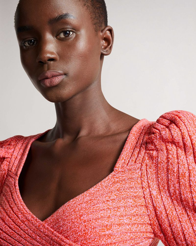 Ted Baker Demie Twist Front Knit Stickat Dam Rosa | JOK-251897