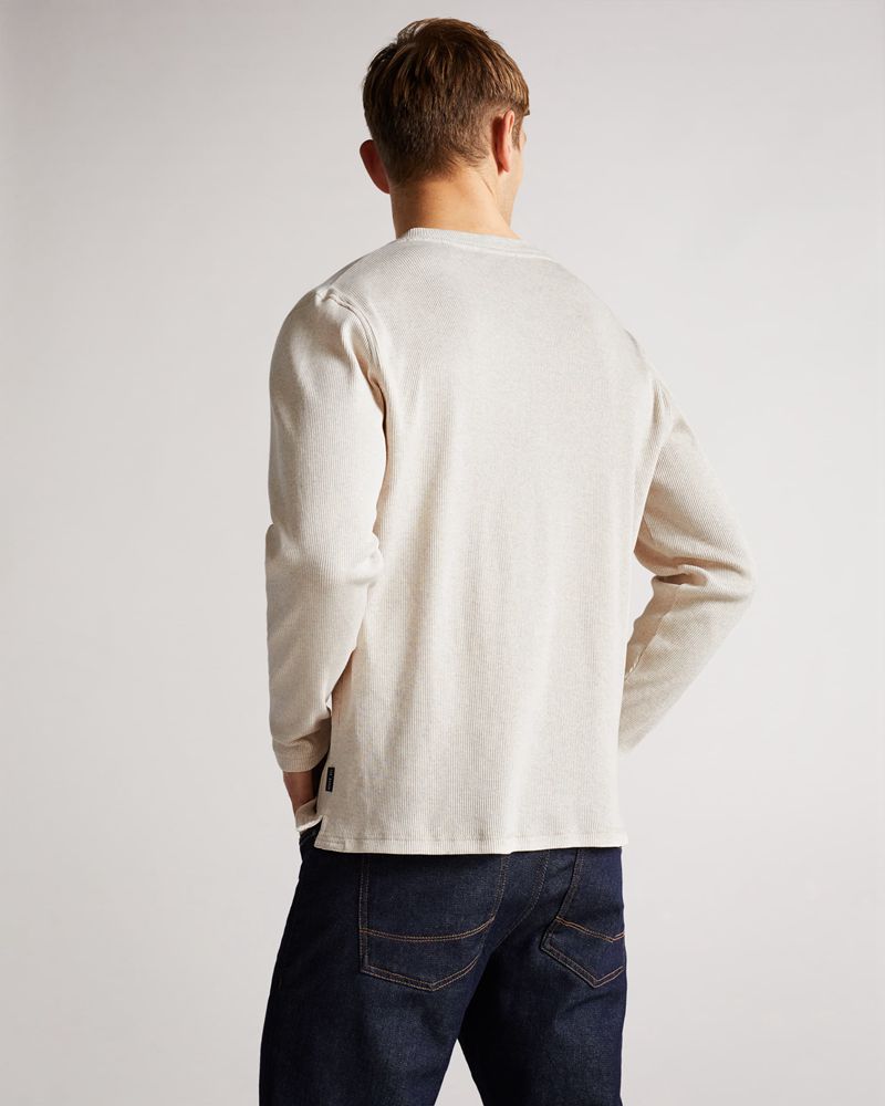 Ted Baker Ditton Long Sleeve Ribbed Blast Herr Natural | VNG-830746