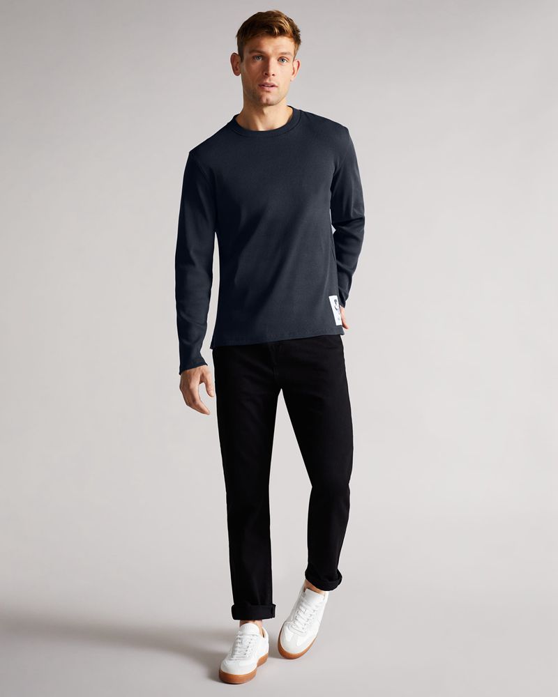 Ted Baker Ditton Long Sleeve Ribbed Blast Herr Marinblå | WCX-724615