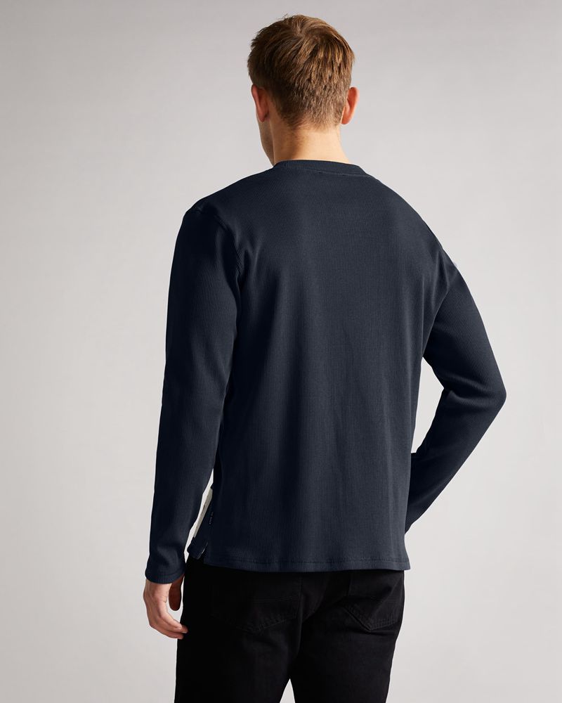 Ted Baker Ditton Long Sleeve Ribbed Blast Herr Marinblå | WCX-724615